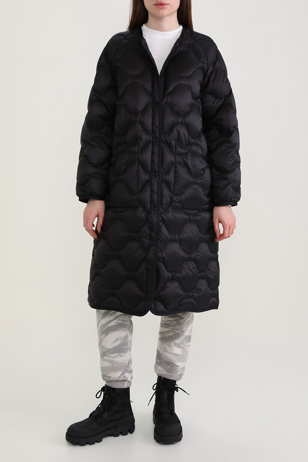 מונקלר X הייק מעיל פוך ארוך עם תיפורי קווילט